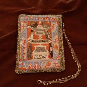 Artsy new handmade, one of a kind fabric handbag cat themed